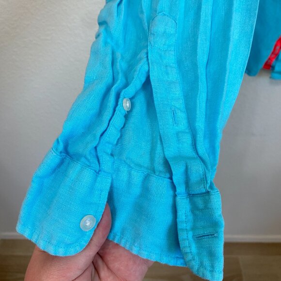 Le Club Peter 100% Linen Shirt - Aqua Size XL - Picture 4 of 9